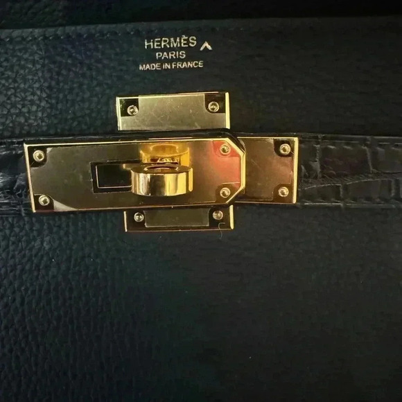 Hermes Togo matte porous crocodile Kelly retourne touch black 28.Full set - Picture 13 of 15